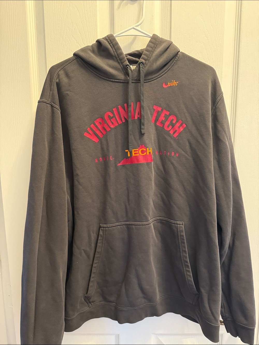 Nike Gray Pullover Hoodie with Maroon and Orange Virginia Tech Logo